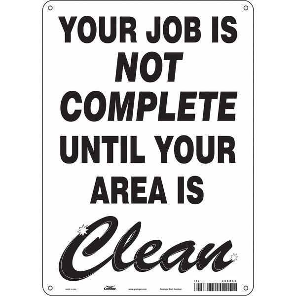 Safety Sign, 14 in Height, 10 in Width, Polyethylene, Vertical Rectangle, English, 468X66