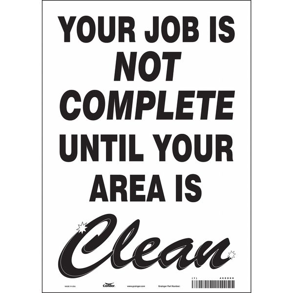 Safety Sign, 14 in Height, 10 in Width, Vinyl, Vertical Rectangle, English, 468X68