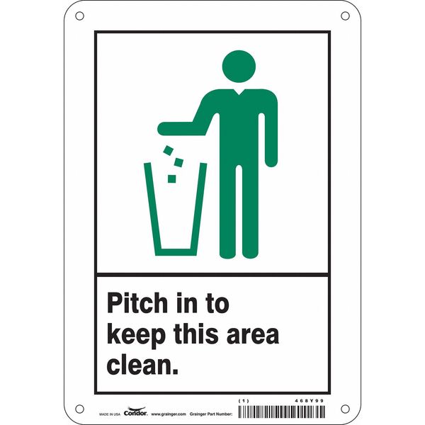 Safety Sign, 10 in Height, 7 in Width, Polyethylene, Horizontal Rectangle, English, 468Y99