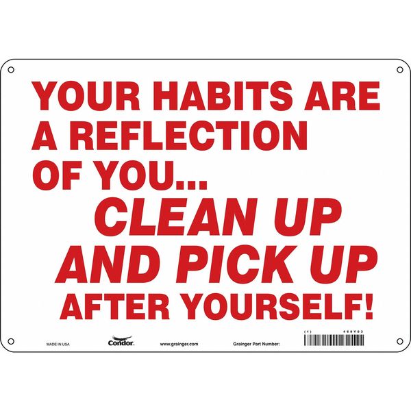 Safety Sign, 10 in Height, 14 in Width, Polyethylene, Horizontal Rectangle, English, 468Y03