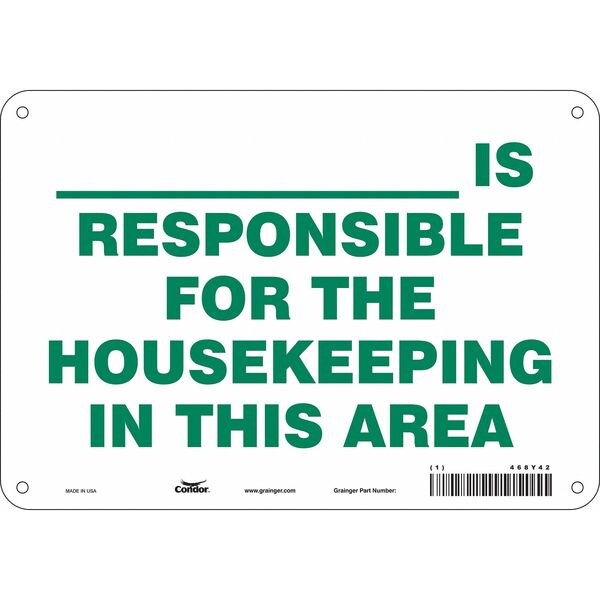 Safety Sign, 7 in Height, 10 in Width, Polyethylene, Vertical Rectangle, English, 468Y42