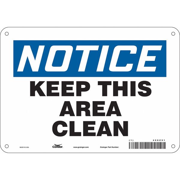 Safety Sign, 7 in Height, 10 in Width, Polyethylene, Vertical Rectangle, English, 468Z91