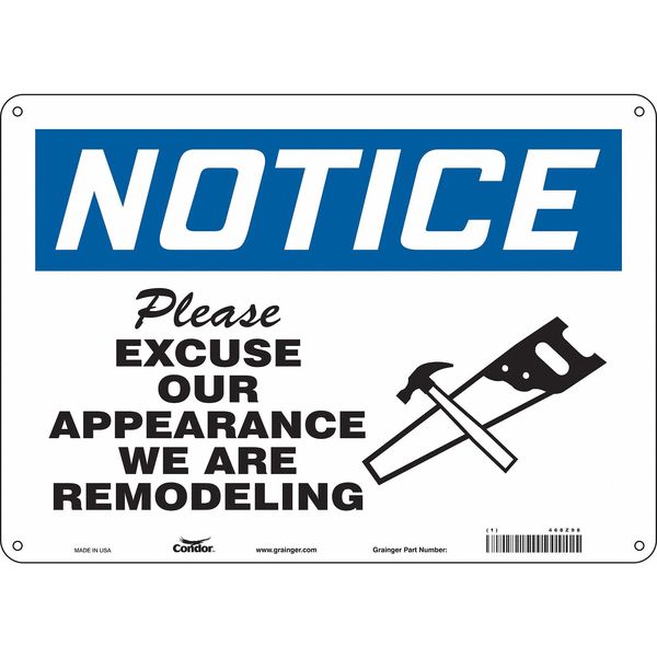 Safety Sign, 10 in Height, 14 in Width, Polyethylene, Horizontal Rectangle, English, 468Z98