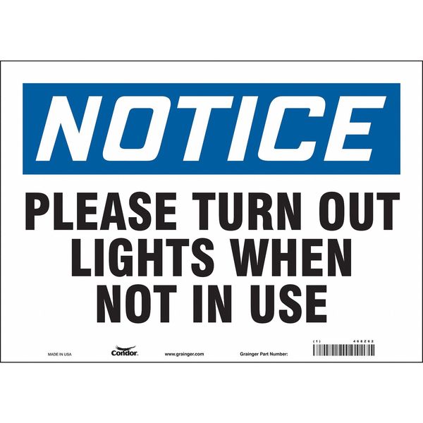 Safety Sign, 10 in Height, 14 in Width, Vinyl, Horizontal Rectangle, English, 468Z62