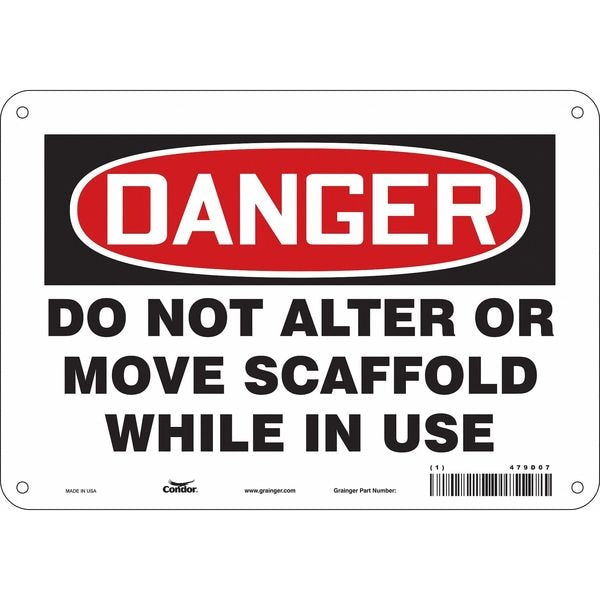 Safety Sign, 7 in Height, 10 in Width, Polyethylene, Vertical Rectangle, English, 479D07