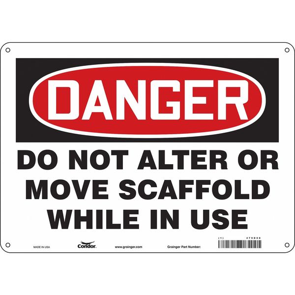 Safety Sign, 10 in Height, 14 in Width, Polyethylene, Horizontal Rectangle, English, 479D08