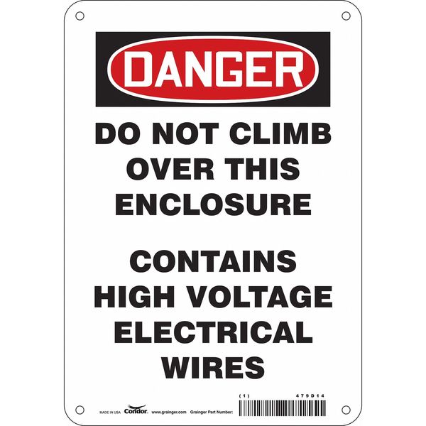 Safety Sign, 10 in Height, 7 in Width, Polyethylene, Horizontal Rectangle, English, 479D14