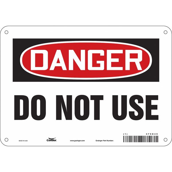 Safety Sign, 7 in Height, 10 in Width, Polyethylene, Vertical Rectangle, English, 479D49