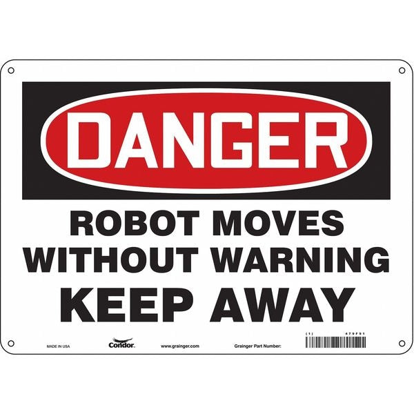 Safety Sign, 10 in Height, 14 in Width, Polyethylene, Horizontal Rectangle, English, 479F91