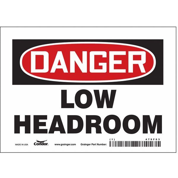 Safety Sign, 5 in Height, 7 in Width, Vinyl, Horizontal Rectangle, English, 479F63