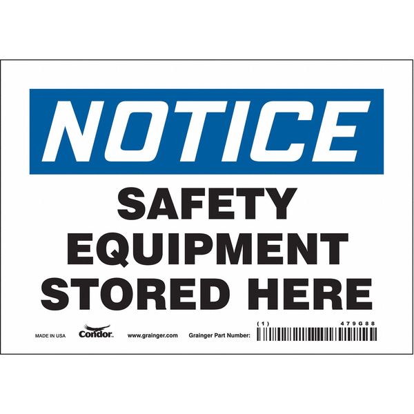 Safety Sign, 5 in Height, 7 in Width, Vinyl, Horizontal Rectangle, English, 479G88