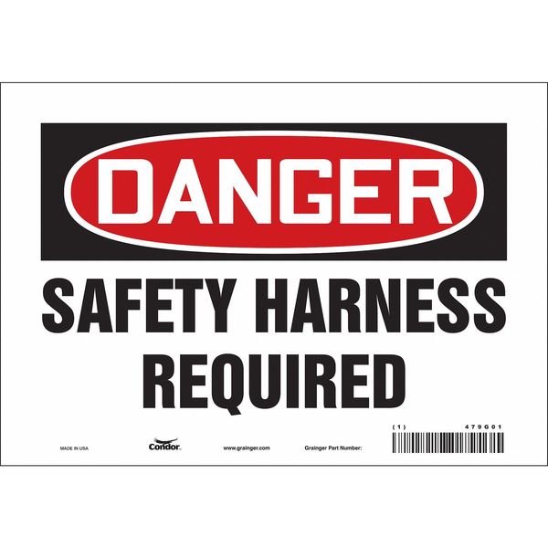 Safety Sign, 7 in Height, 10 in Width, Vinyl, Vertical Rectangle, English, 479G01