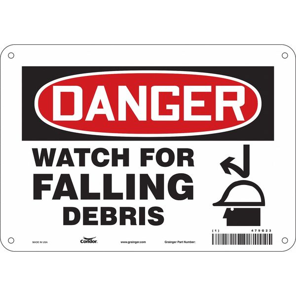Safety Sign, 7 in Height, 10 in Width, Polyethylene, Vertical Rectangle, English, 479G23