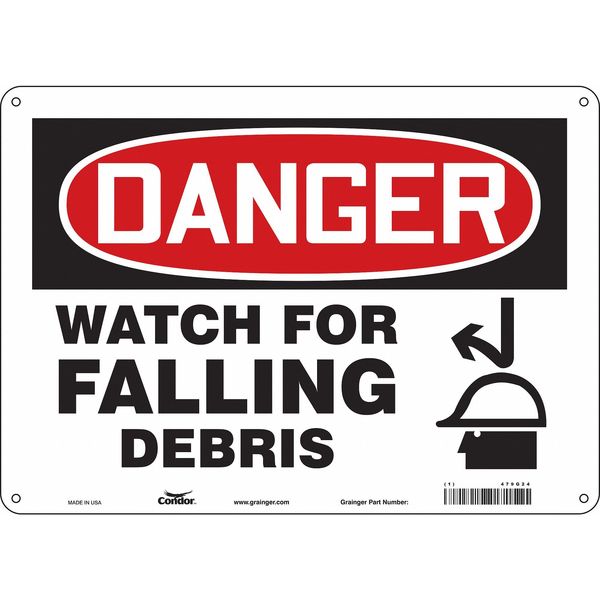 Safety Sign, 10 in Height, 14 in Width, Polyethylene, Horizontal Rectangle, English, 479G24