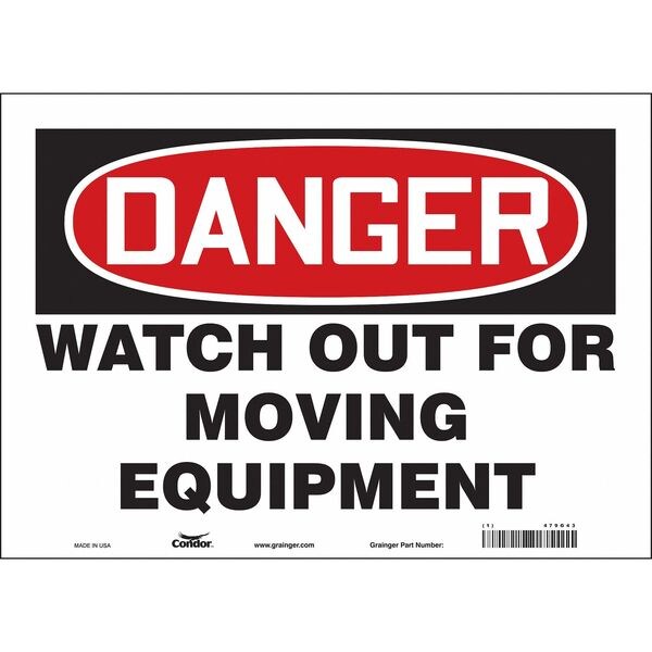 Safety Sign, 10 in Height, 14 in Width, Vinyl, Horizontal Rectangle, English, 479G43