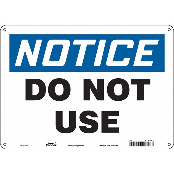 Safety Sign, 10 in Height, 14 in Width, Polyethylene, Horizontal Rectangle, English, 479G60