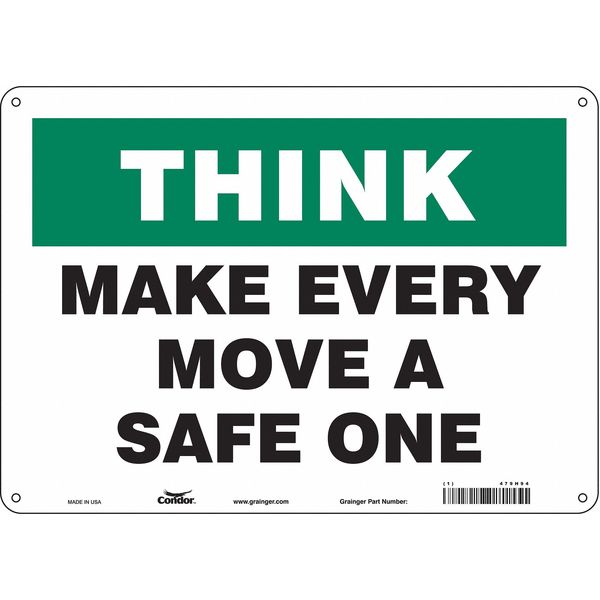 Safety Sign, 10 in Height, 14 in Width, Polyethylene, Horizontal Rectangle, English, 479H94