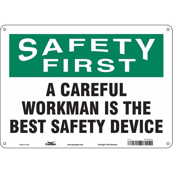 Safety Sign, 10 in Height, 14 in Width, Polyethylene, Horizontal Rectangle, English, 479H05