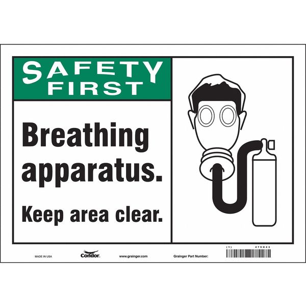 Safety Sign, 10 in Height, 14 in Width, Vinyl, Horizontal Rectangle, English, 479H43