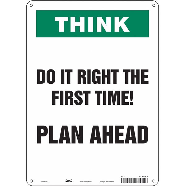 Safety Sign, 14 in Height, 10 in Width, Polyethylene, Vertical Rectangle, English, 479H54