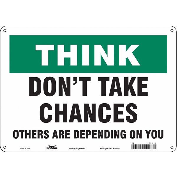 Safety Sign, 10 in Height, 14 in Width, Polyethylene, Horizontal Rectangle, English, 479H61