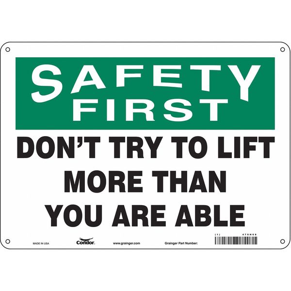 Safety Sign, 10 in Height, 14 in Width, Polyethylene, Horizontal Rectangle, English, 479H68