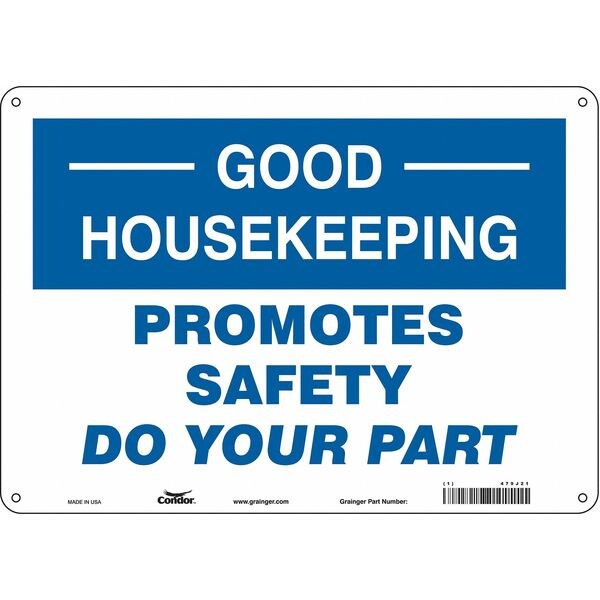 Safety Sign, 10 in Height, 14 in Width, Polyethylene, Horizontal Rectangle, English, 479J21
