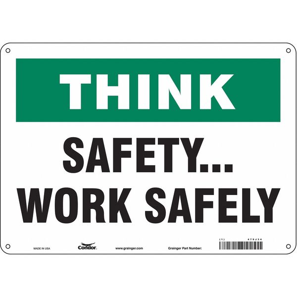 Safety Sign, 10 in Height, 14 in Width, Polyethylene, Horizontal Rectangle, English, 479J34