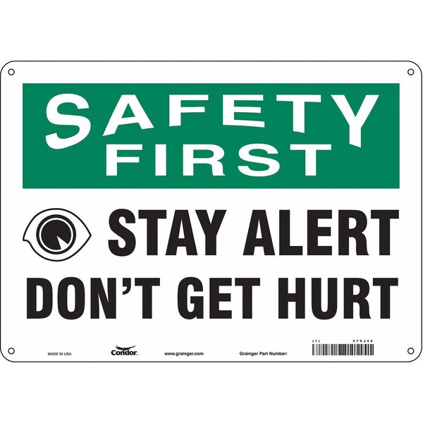 Safety Sign, 10 in Height, 14 in Width, Polyethylene, Horizontal Rectangle, English, 479J46