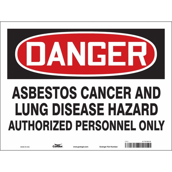 Safety Sign, 18 in Height, 24 in Width, Vinyl, Horizontal Rectangle, English