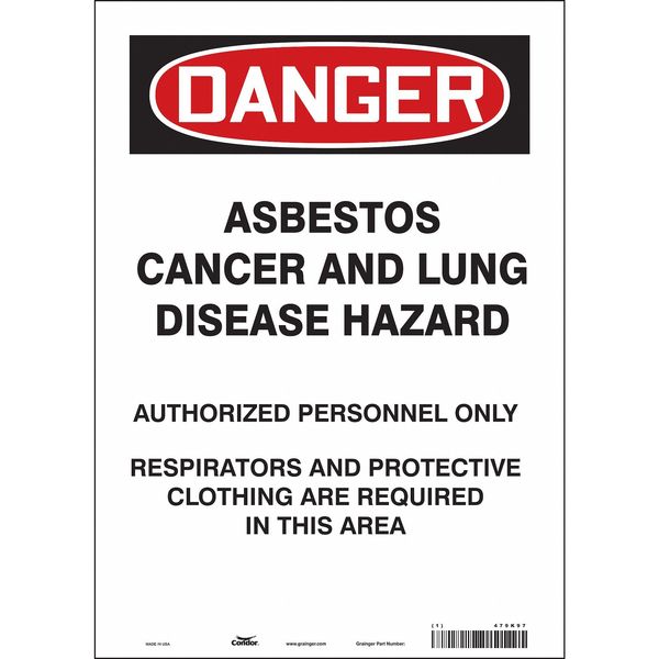 Safety Sign, 14 in Height, 10 in Width, Vinyl, Vertical Rectangle, English, 479K97