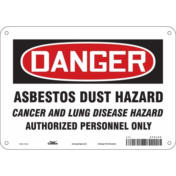 Safety Sign, 7 in Height, 10 in Width, Polyethylene, Vertical Rectangle, English, 479L02