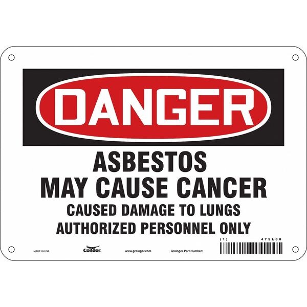 Safety Sign, 7 in Height, 10 in Width, Polyethylene, Vertical Rectangle, English, 479L08