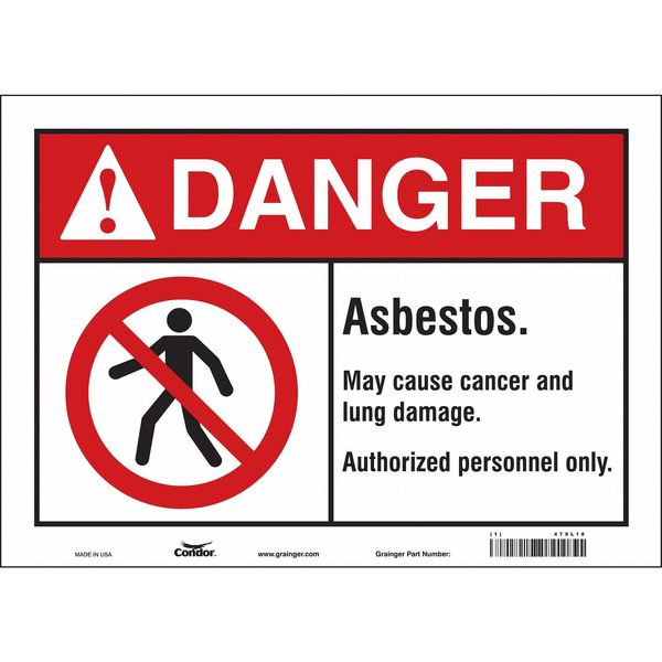 Safety Sign, 10 in Height, 14 in Width, Vinyl, Horizontal Rectangle, English, 479L18