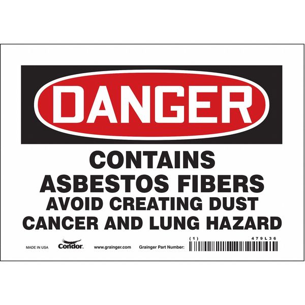 Safety Sign, 5 in Height, 7 in Width, Vinyl, Horizontal Rectangle, English, 479L36