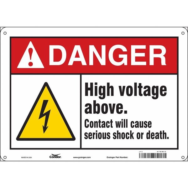 Safety Sign, 10 in Height, 14 in Width, Polyethylene, Horizontal Rectangle, English, 479R63