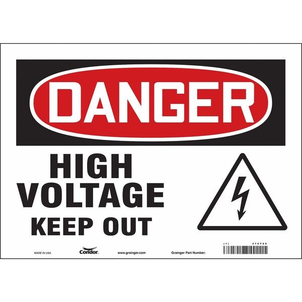 Safety Sign, 10 in Height, 14 in Width, Vinyl, Horizontal Rectangle, English, 479T89