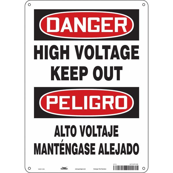 Safety Sign, 14 in Height, 10 in Width, Polyethylene, Vertical Rectangle, English, Spanish, 479T99
