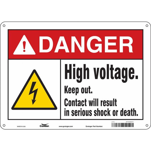Safety Sign, 10 in Height, 14 in Width, Polyethylene, Horizontal Rectangle, English, 479U27