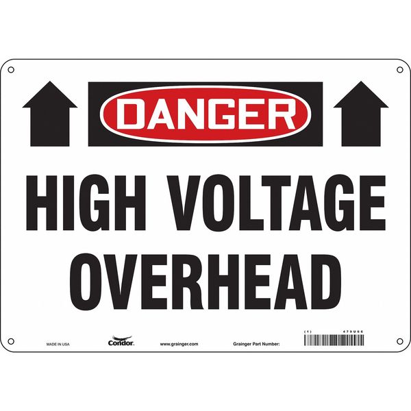 Safety Sign, 10 in Height, 14 in Width, Polyethylene, Horizontal Rectangle, English, 479U66