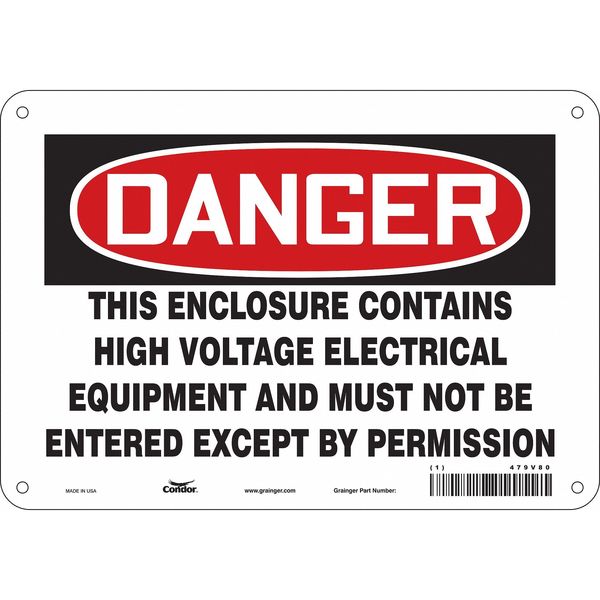 Safety Sign, 7 in Height, 10 in Width, Polyethylene, Vertical Rectangle, English, 479V80