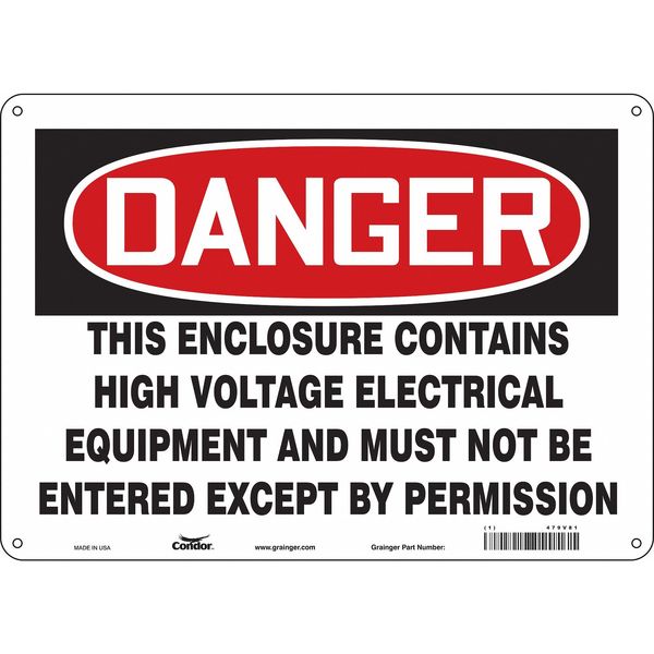 Safety Sign, 10 in Height, 14 in Width, Polyethylene, Horizontal Rectangle, English, 479V81