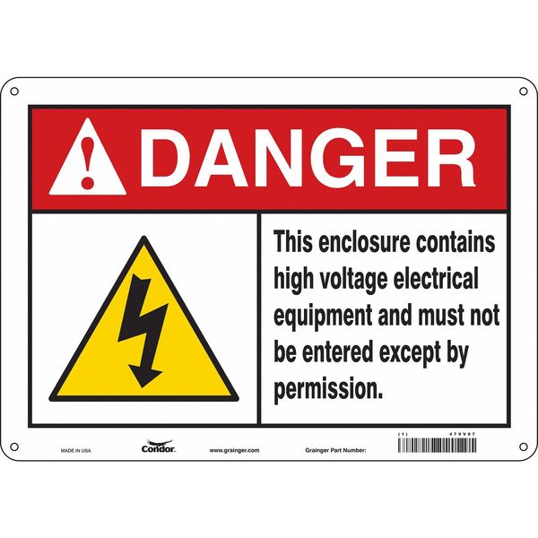 Safety Sign, 10 in Height, 14 in Width, Polyethylene, Horizontal Rectangle, English, 479V87