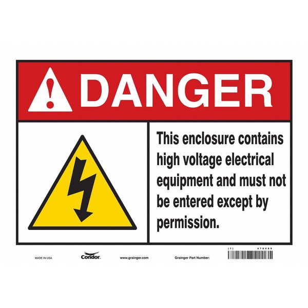 Safety Sign, 10 in Height, 14 in Width, Vinyl, Horizontal Rectangle, English, 479V89