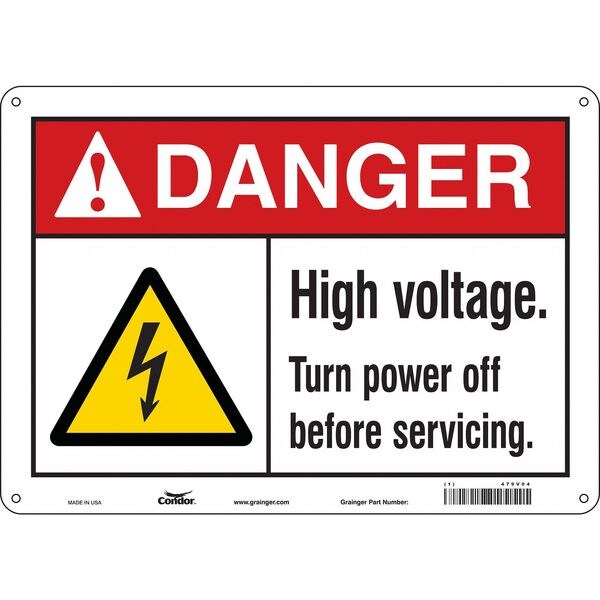 Safety Sign, 10 in Height, 14 in Width, Polyethylene, Horizontal Rectangle, English, 479V04