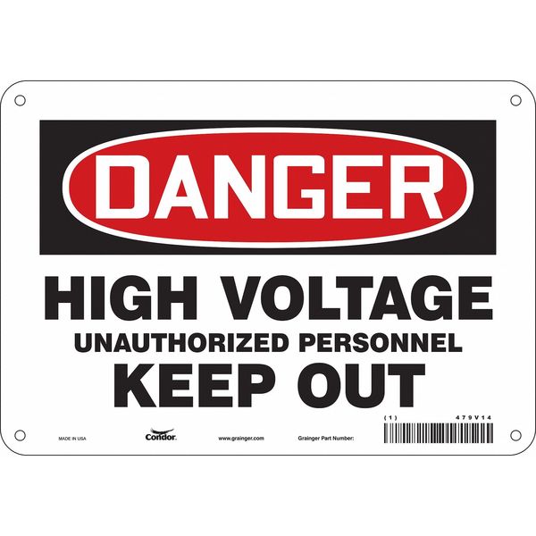 Safety Sign, 7 in Height, 10 in Width, Polyethylene, Vertical Rectangle, English, 479V14