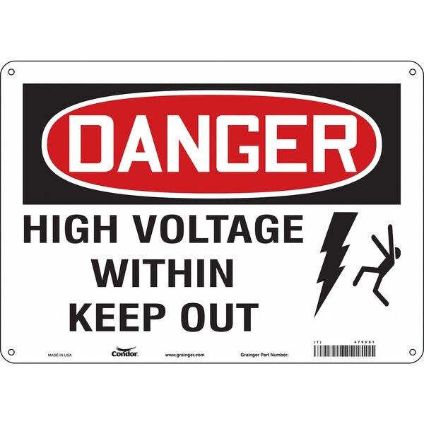 Safety Sign, 10 in Height, 14 in Width, Polyethylene, Horizontal Rectangle, English, 479V61