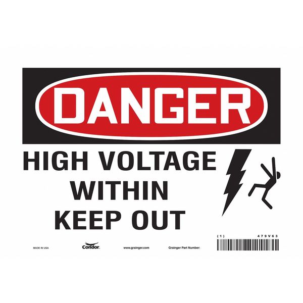 Safety Sign, 7 in Height, 10 in Width, Vinyl, Vertical Rectangle, English, 479V63