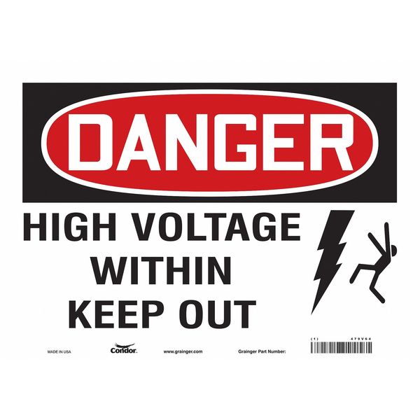 Safety Sign, 10 in Height, 14 in Width, Vinyl, Horizontal Rectangle, English, 479V64