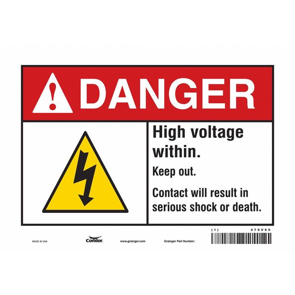 Safety Sign, 7 in Height, 10 in Width, Vinyl, Vertical Rectangle, English, 479V69